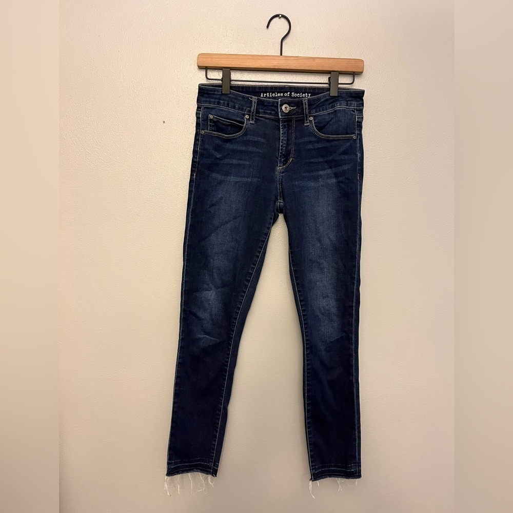 Articles of Society Carly Crop Skinny Jeans with Raw Hem - Size 28